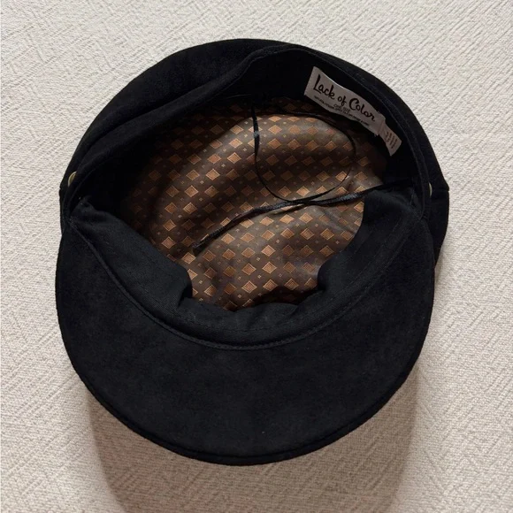 Lack Of Color Newsboy Cap Black Faux Suede Hat OS Festival Boho Grunge - Picture 5 of 6